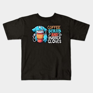 COFFEE SCRUB AND RUBBER GLOVES Kids T-Shirt